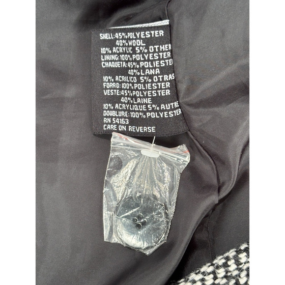 GUESS Los Angeles Wool Coat Double-Breasted Peacoat Houndstooth Plaid Jacket MED - Picture 7 of 9